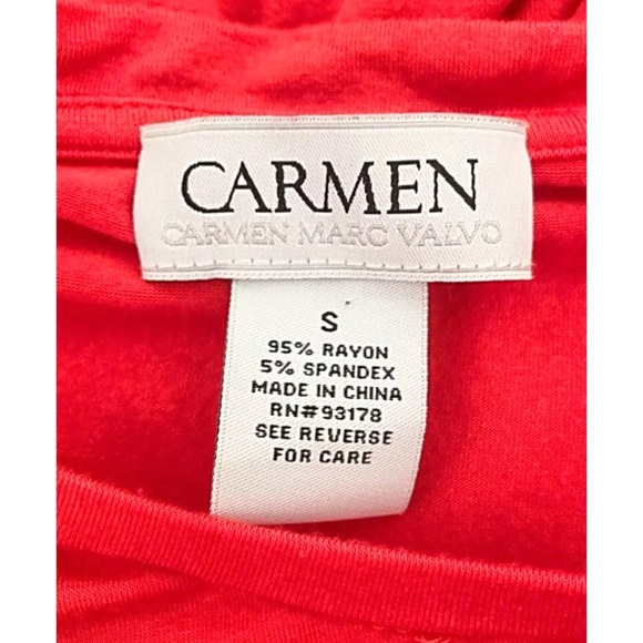 CARMEN MARC VALVO Red Knit Stretch Top w/Grommets - Picture 4 of 5